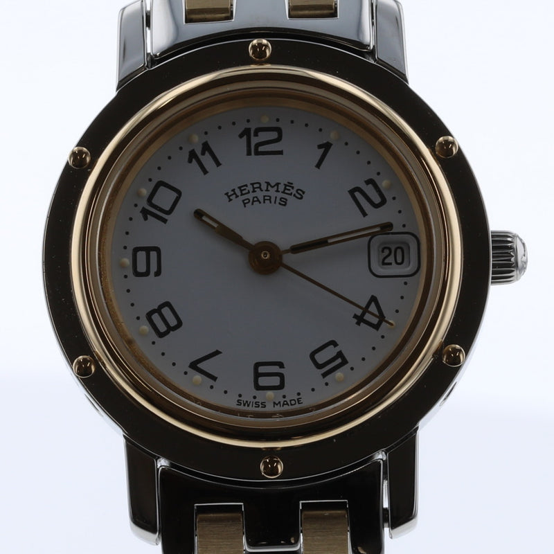 エルメス 腕時計 クリッパー CL4.220 ステンレススチール シルバー ゴールドメッキ HERMES 【中古】 K20804517 【PD2】